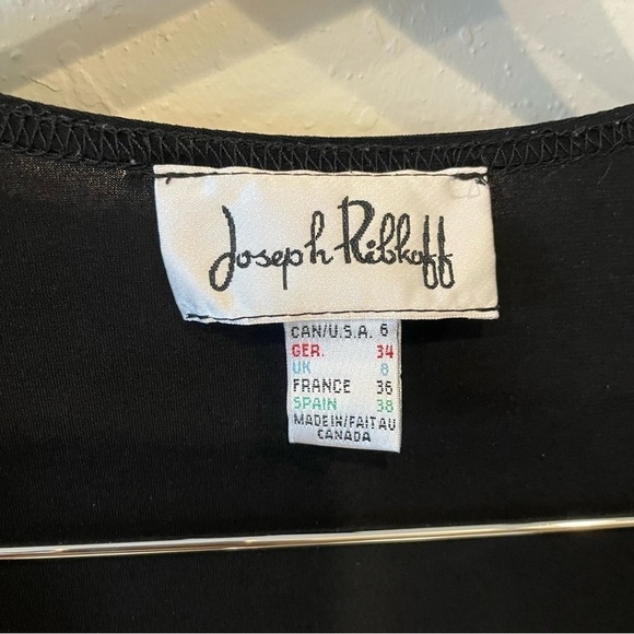 Joseph Ribkoff Black Faux Wrap Buckle V Neck Dress - Picture 7 of 7